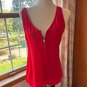 Express: Red Sleeveless Zip-Front Top (NWT)